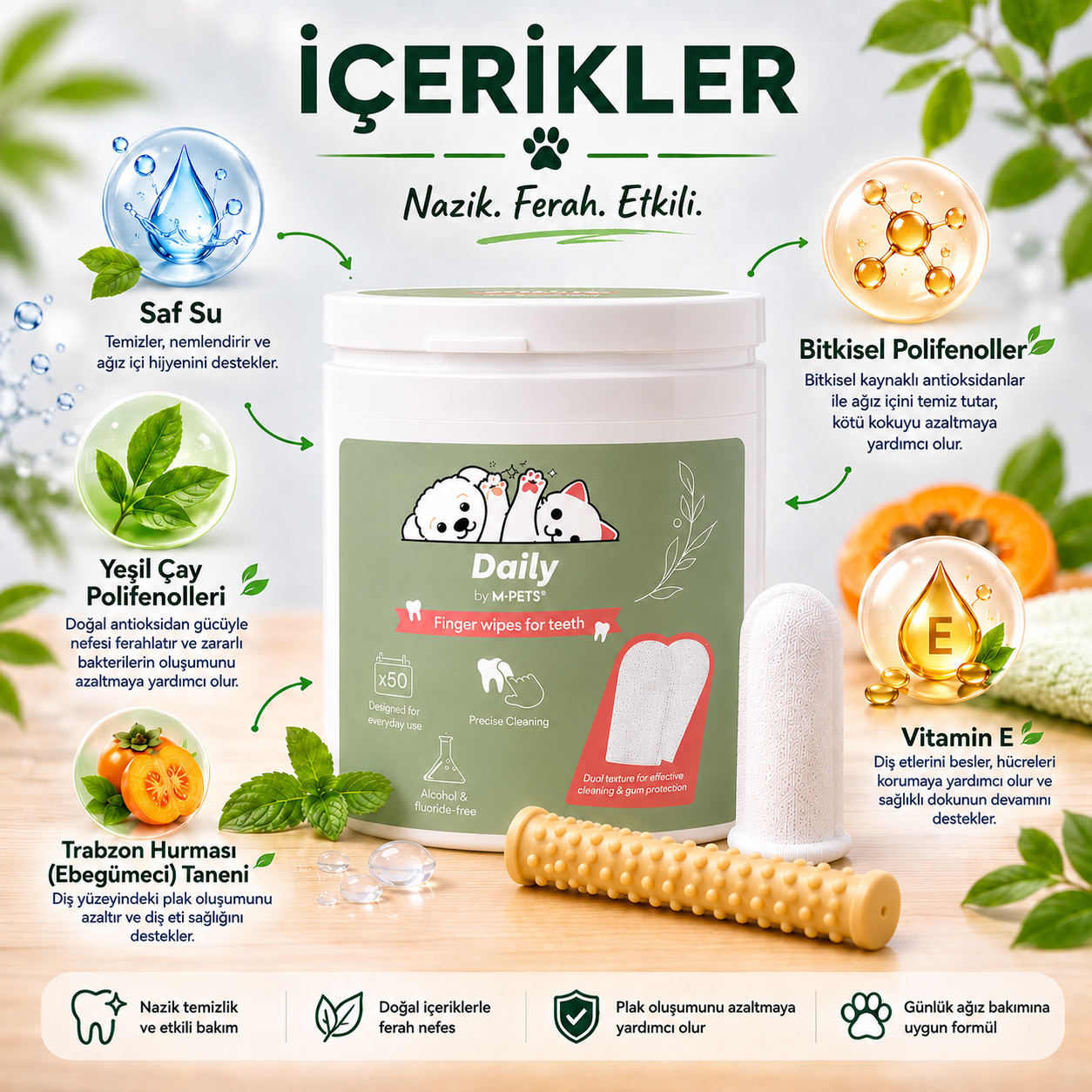 Kedi ve Köpek Diş Temizleme Parmak Pedi
